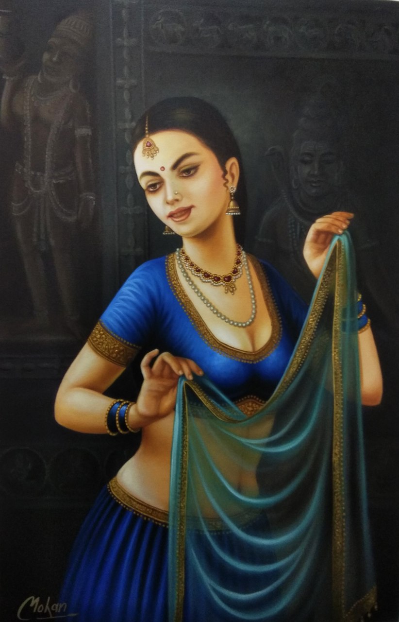 822x1280 Buy Lady In Blue Saree Handmade Painting By Mohan Mahavar. Code - The Blue Girl Painting