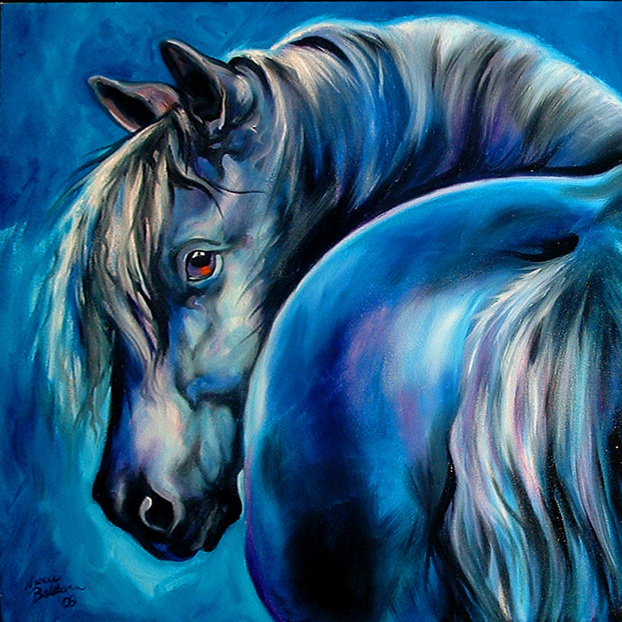 900x900 Blue Moon Painting By Marcia Baldwin - The Blue Horse Painting