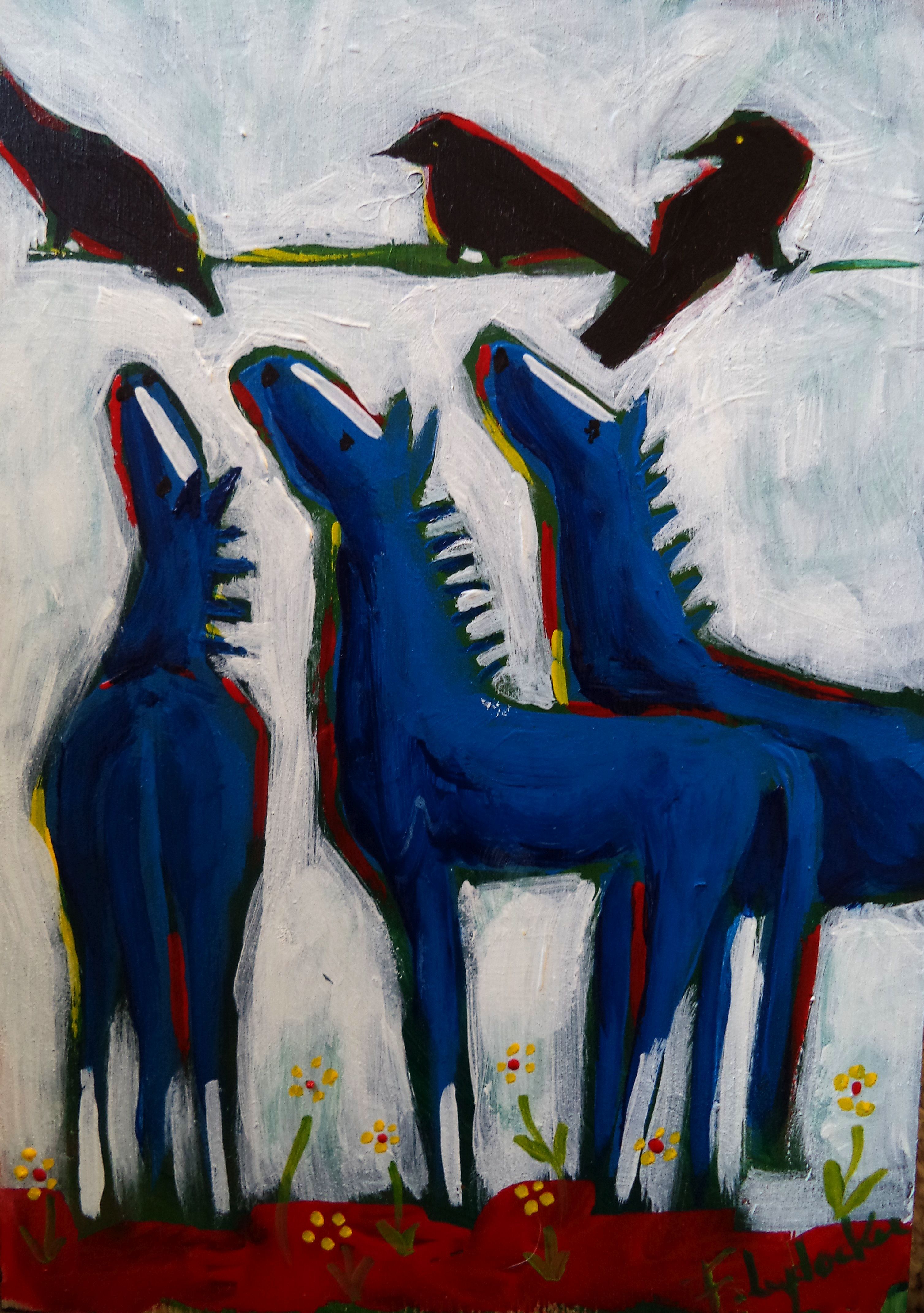 3015x4281 Blue Horse Painting - The Blue Horse Painting