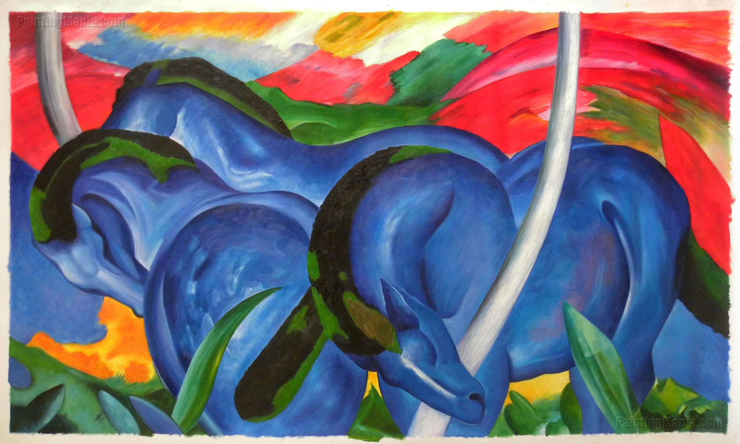 2500x1502 The Large Blue Horses - The Blue Horse Painting