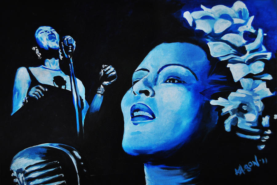 900x600 Lady Sings The Blues Painting By Ka Son Reeves - The Blues Painting