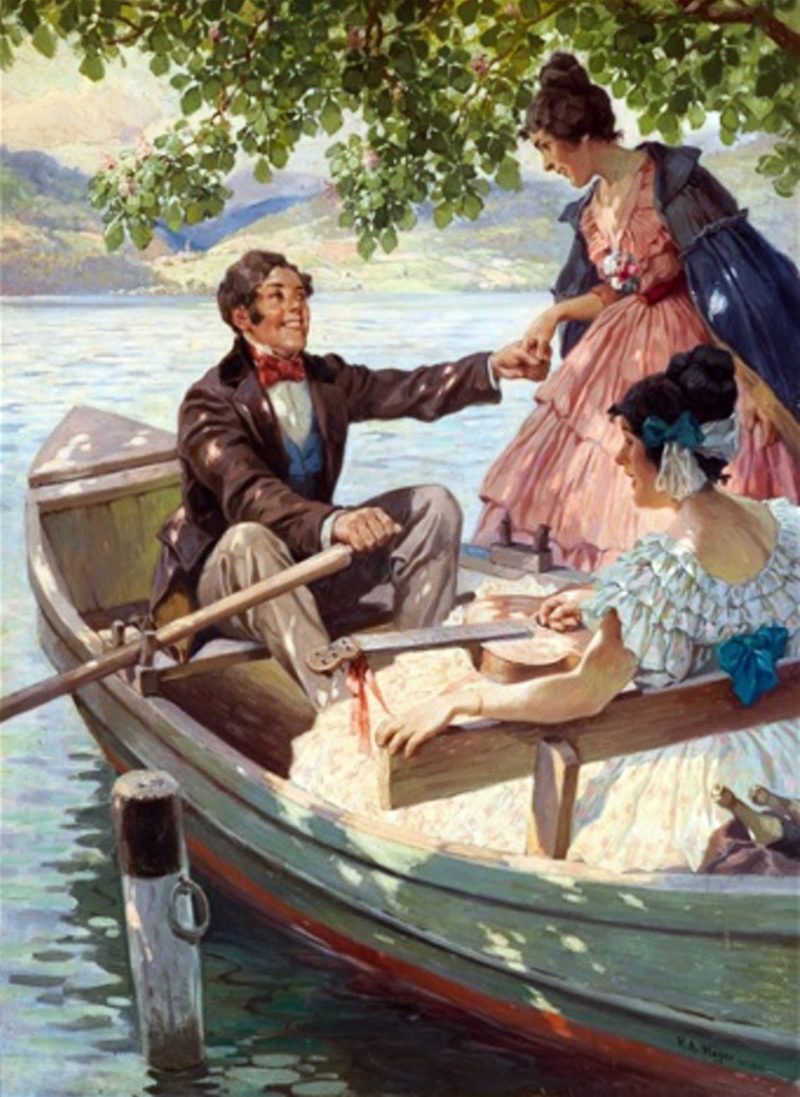 800x1097 Invitation To The Boat Trip On The Danube Painting Rudolf Alfred - The Boat Trip Painting