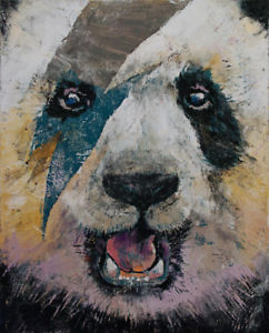 242x300 Panda Rock 16x20 Oil Painting Lightning Bolt Parody Bowie - The Bolt Painting