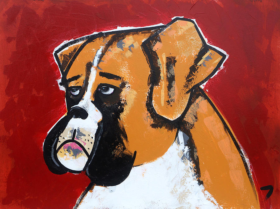 900x673 Zoology In Red The Boxer Painting By Shawn Smith - The Boxer Painting