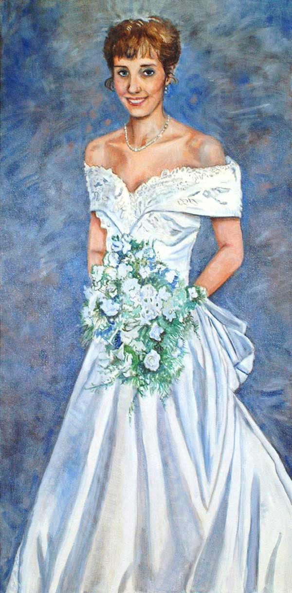 600x1216 Painting Of A Bride In Her Wedding Gown 001. - The Bride Painting