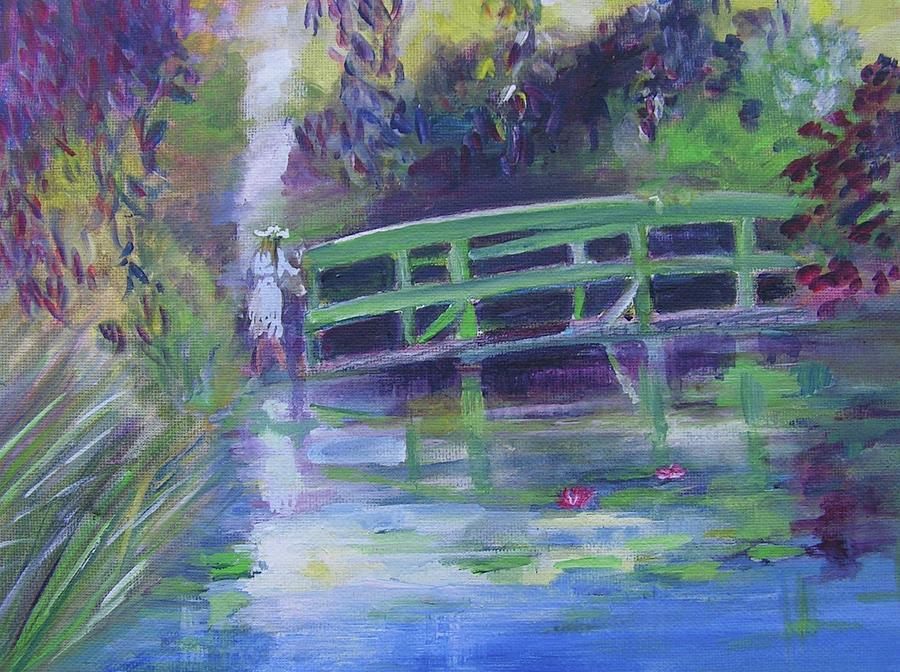 900x672 Girl On A Bridge Painting By Pamela Morris - The Bridge Painting
