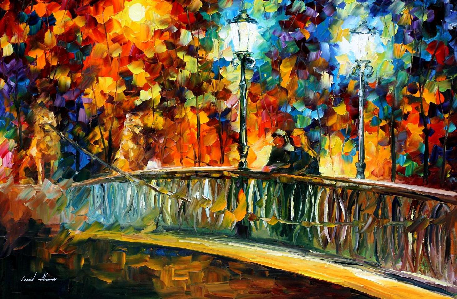 1461x957 Leonid Afremov, Oil On Canvas, Palette Knife, Buy Original - The Bridge Painting