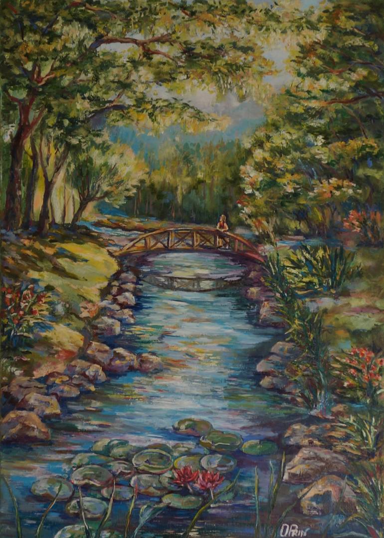 770x1079 Saatchi Art Girl On The Bridge. Painting By Olga Prin - The Bridge Painting