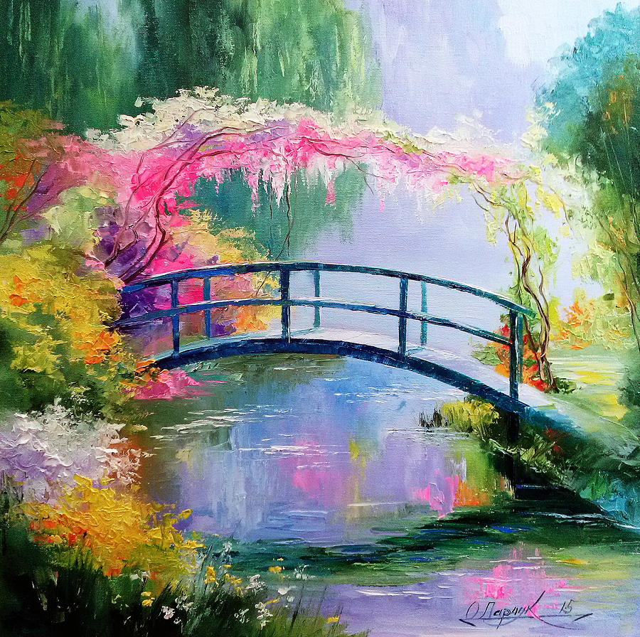 900x896 The Bridge On The Pond Monet Painting By Olha Darchuk - The Bridge Painting