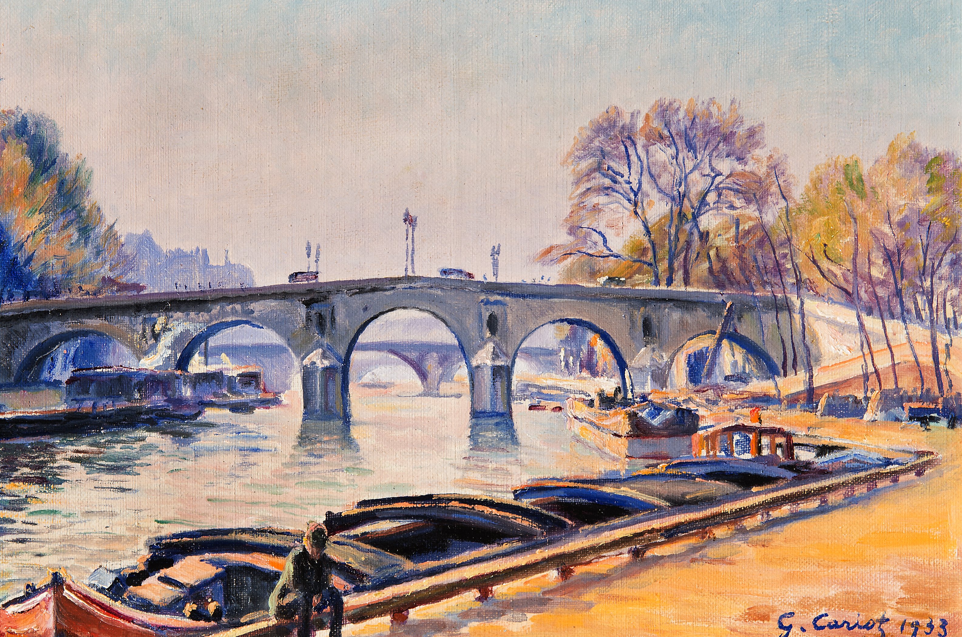 3170x2100 View On The Bridge By Gustave Cariot Trinity House Paintings - The Bridge Painting