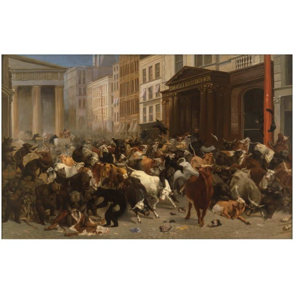 1024x1024 New York Historical Society The Bulls And Bears In The Market - The Bulls And Bears In The Market Painting
