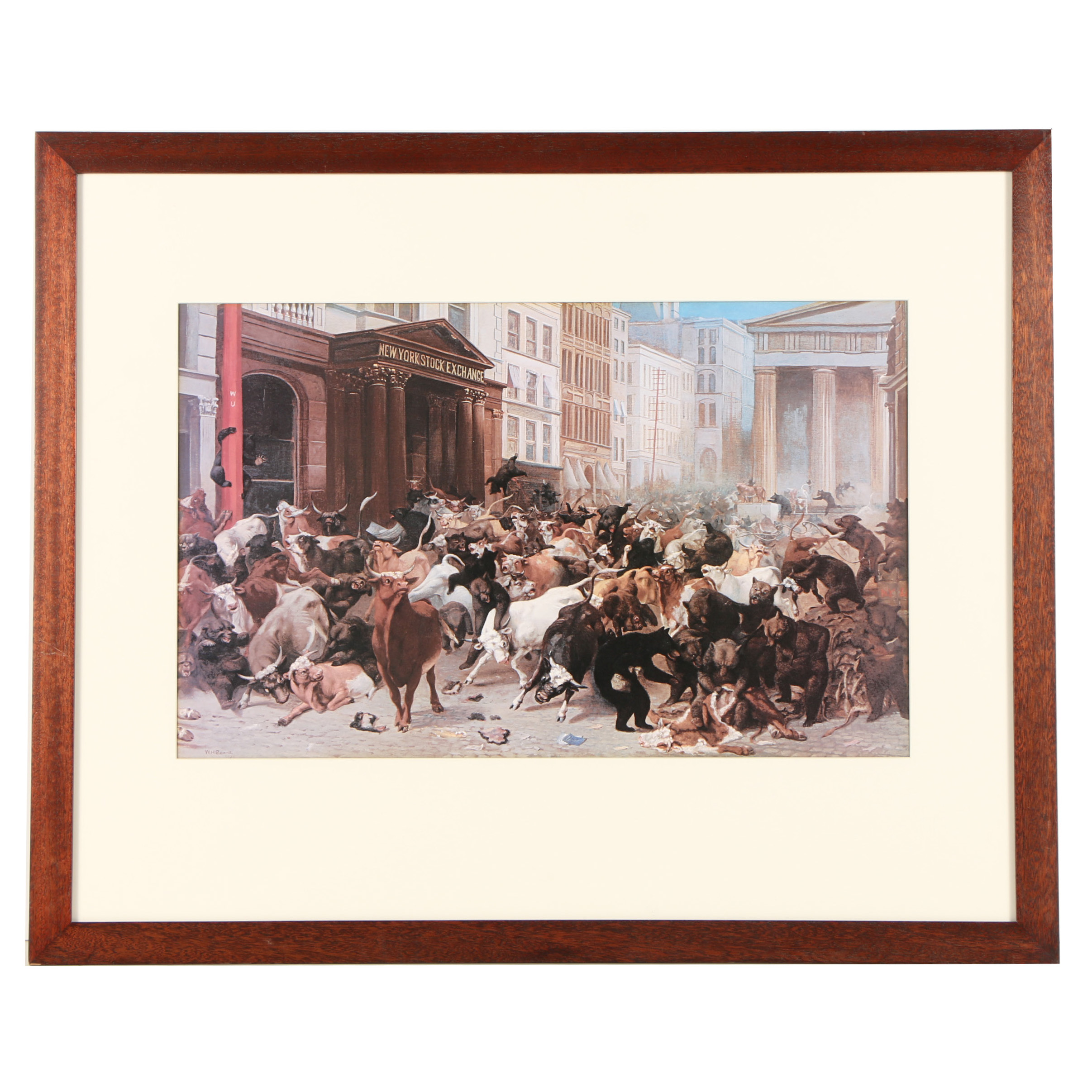 2413x2413 Offset Lithograph After W.h. Beard Bulls And Bears - The Bulls And Bears In The Market Painting