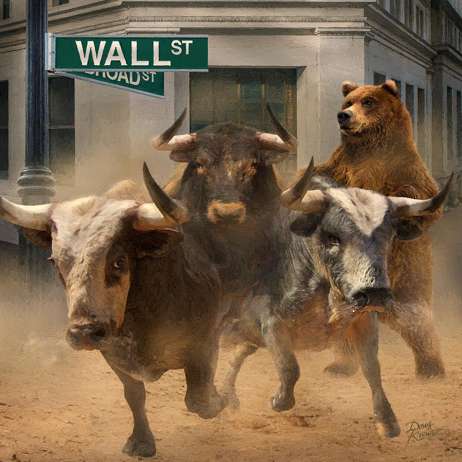 900x900 Wall Street - The Bulls And Bears In The Market Painting