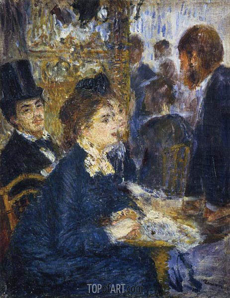 463x601 At The Cafe Renoir Painting Reproduction 1867 Topofart - The Cafe Painting
