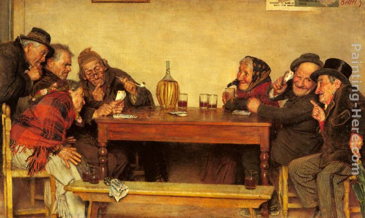 720x431 Gaetano Bellei The Card Game (Pic 1) Painting Anysize 50% Off - The Card Game Painting