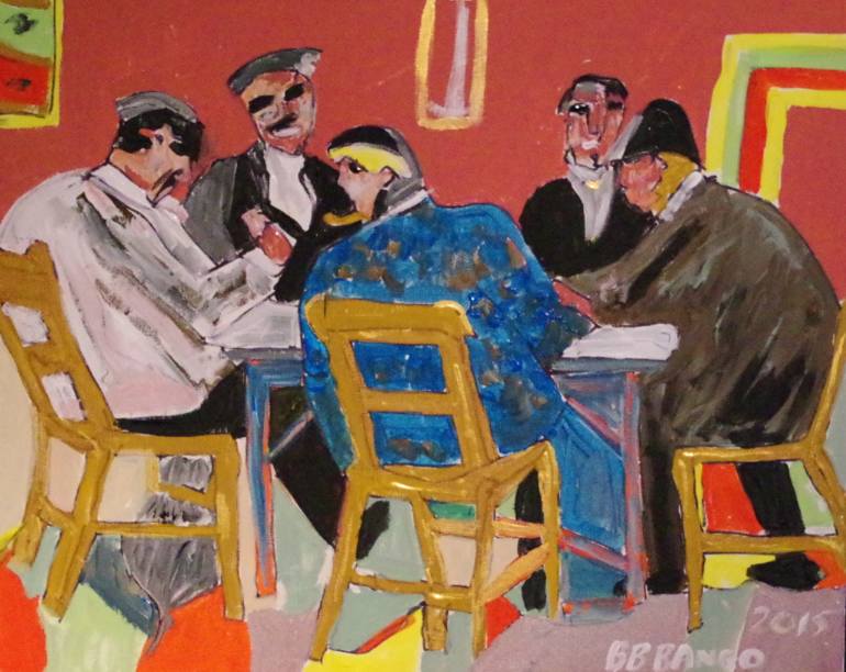 770x612 Saatchi Art Card Game Painting By Bb Bango - The Card Game Painting