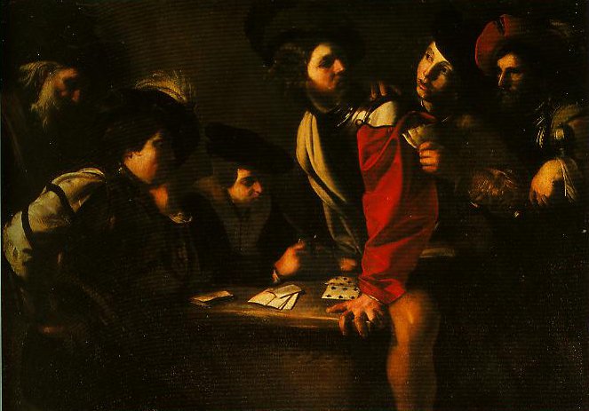 663x463 The Card Players Painting Bartolomeo Meanfredi Oil Paintings - The Card Players Painting
