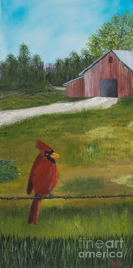 449x900 Kevin The Cardinal Painting By Julie Webb - The Cardinal Painting