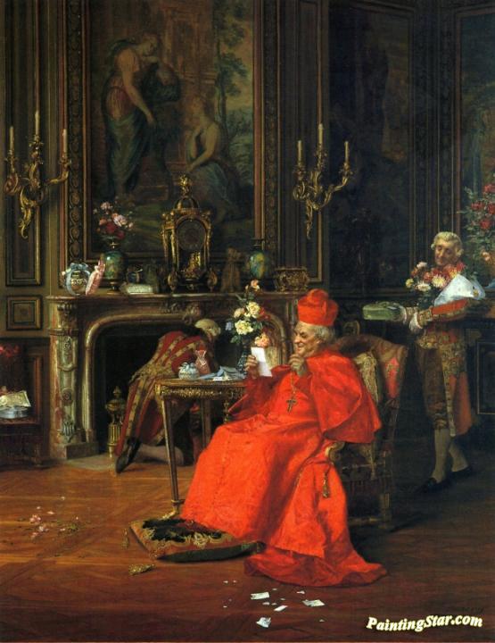 555x720 The Cardinal's Birthday Artwork By Francois Brunery Oil Painting - The Cardinal Painting