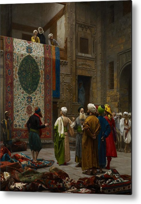 494x711 The Carpet Merchant Metal Print By Jean Leon Gerome - The Carpet Merchant Painting