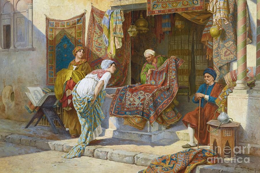 900x601 The Carpet Merchant Painting By Celestial Images - The Carpet Merchant Painting