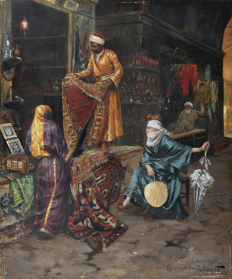 747x900 The Carpet Merchant Painting By Eastern Accent - The Carpet Merchant Painting