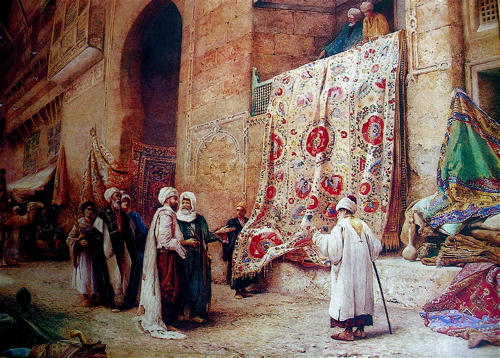 500x358 Carpets From Turkey Travelling Cam - The Carpet Merchant Painting
