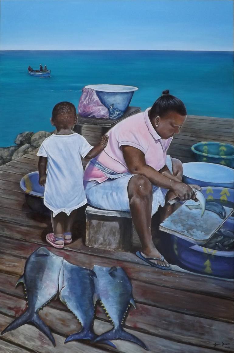 770x1159 Saatchi Art The Catch. Painting By June Duncan - The Catch Painting