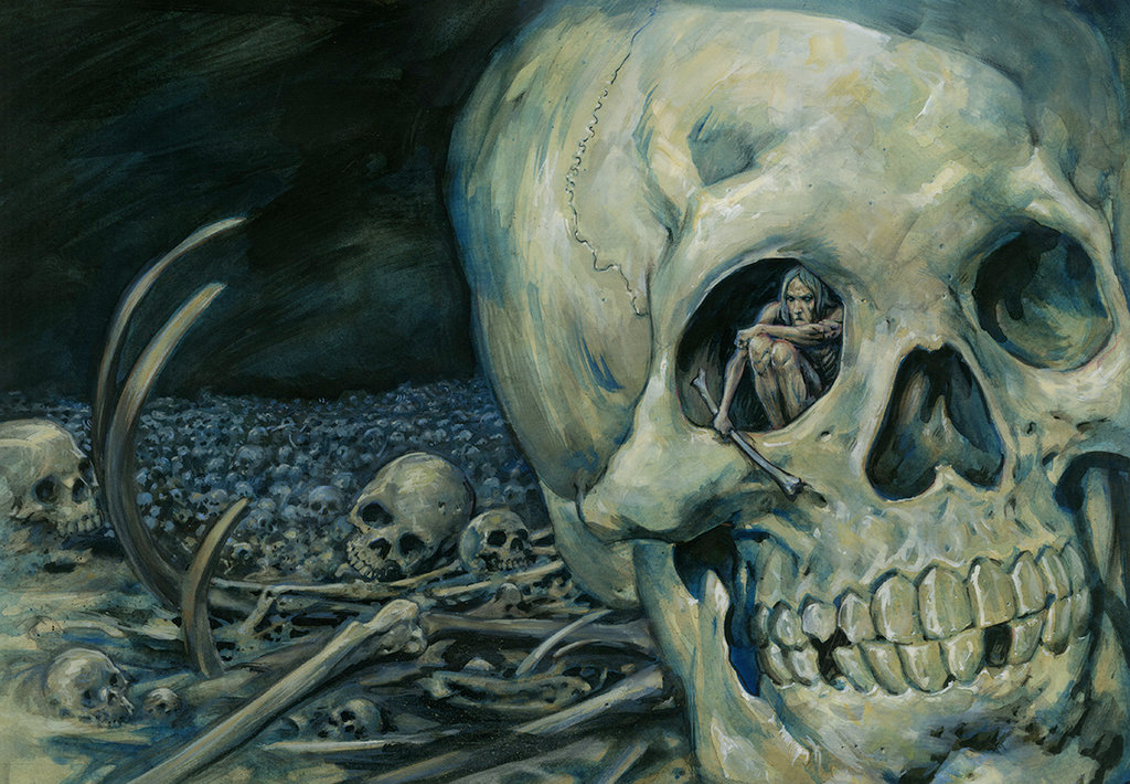 1024x710 Bone Idle In The Charnel House By Dubisch - The Charnel House Painting