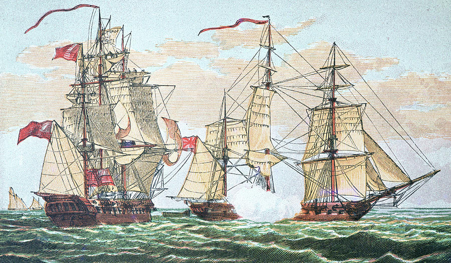 900x526 Hms Shannon Vs The American Chesapeake Painting By American School - The Chesapeake Painting