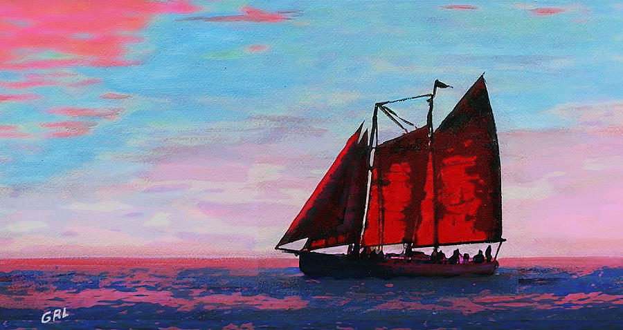 900x478 Red Sails On The Chesapeake Painting By G Linsenmayer - The Chesapeake Painting
