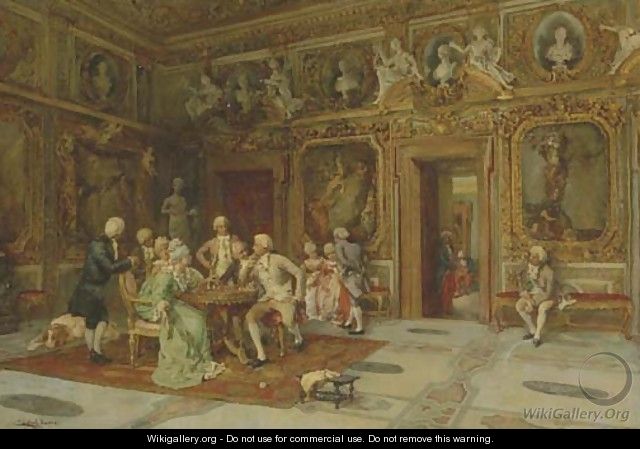 640x449 A Game Of Chess In The Bernini Room, Villa Borghese, Roma - The Chess Game Painting