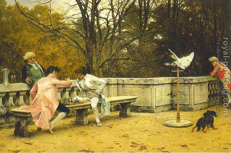 800x532 The Chess Game By Charles Bargue Oil Painting Reproduction - The Chess Game Painting