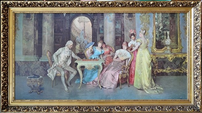 657x367 The Chess Game By Francesco Beda - The Chess Game Painting