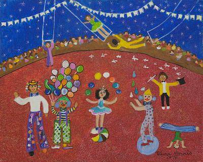 400x319 Signed Naif Circus Painting From Brazil - The Circus Painting