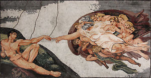 300x156 The Creation Of Adam Michelangelo Painting Recreation Marble - The Creation Of Adam Painting