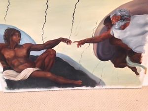 300x225 Black Creation Of Adam Amp Detail Of Same - The Creation Of Adam Painting