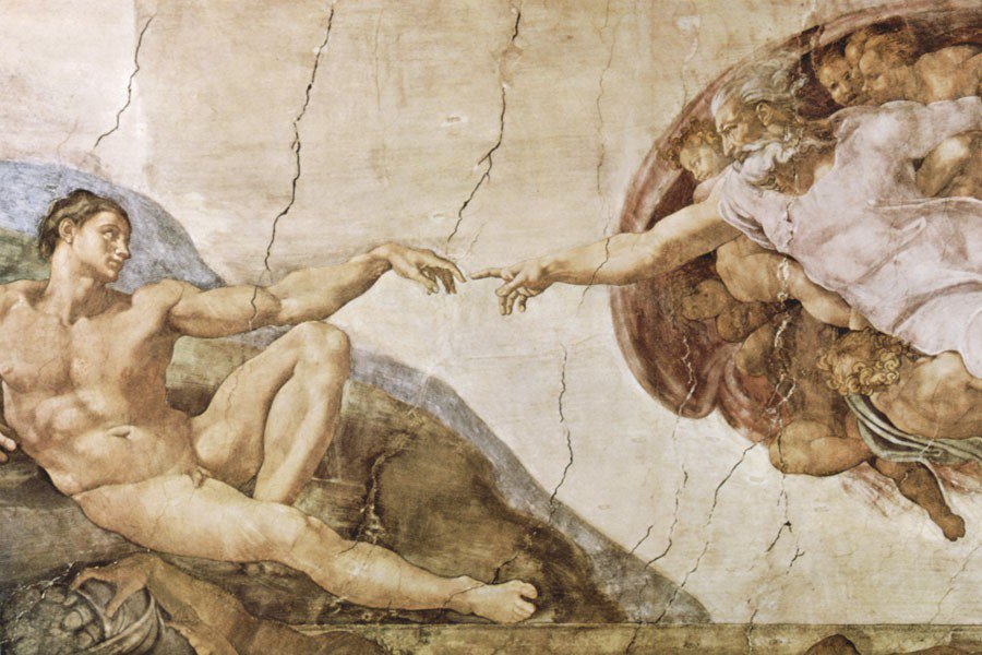 900x600 The Creation Of Adam Mural - The Creation Painting
