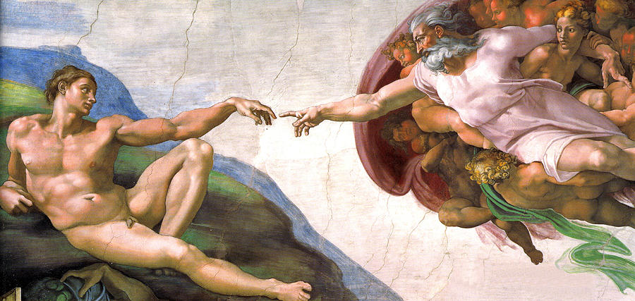 900x427 The Creation Of Adam Painting By Michelangelo - The Creation Painting