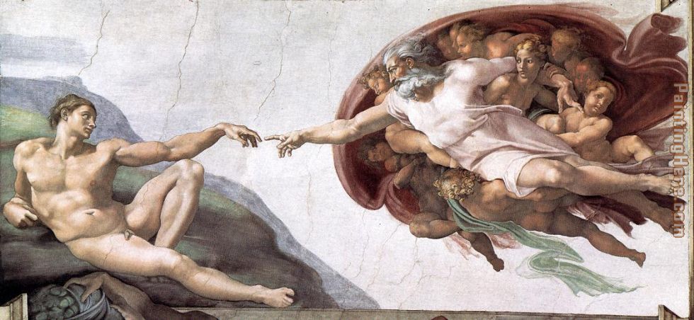 980x452 Michelangelo Creation Of Adam Painting Anysize 50% Off - The Creation Painting