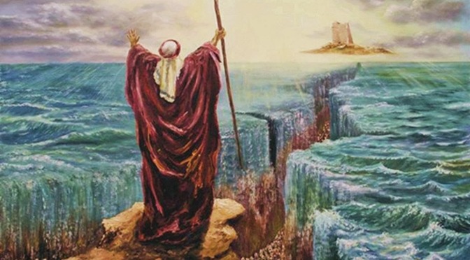 672x372 Prayer Passing Through The Red Sea Abiding In The Vine - The Crossing Of The Red Sea Wall Painting