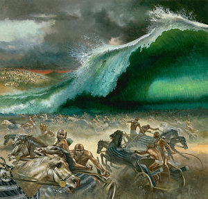 300x287 The Parting Of The Red Sea Art Fine Art America - The Crossing Of The Red Sea Wall Painting