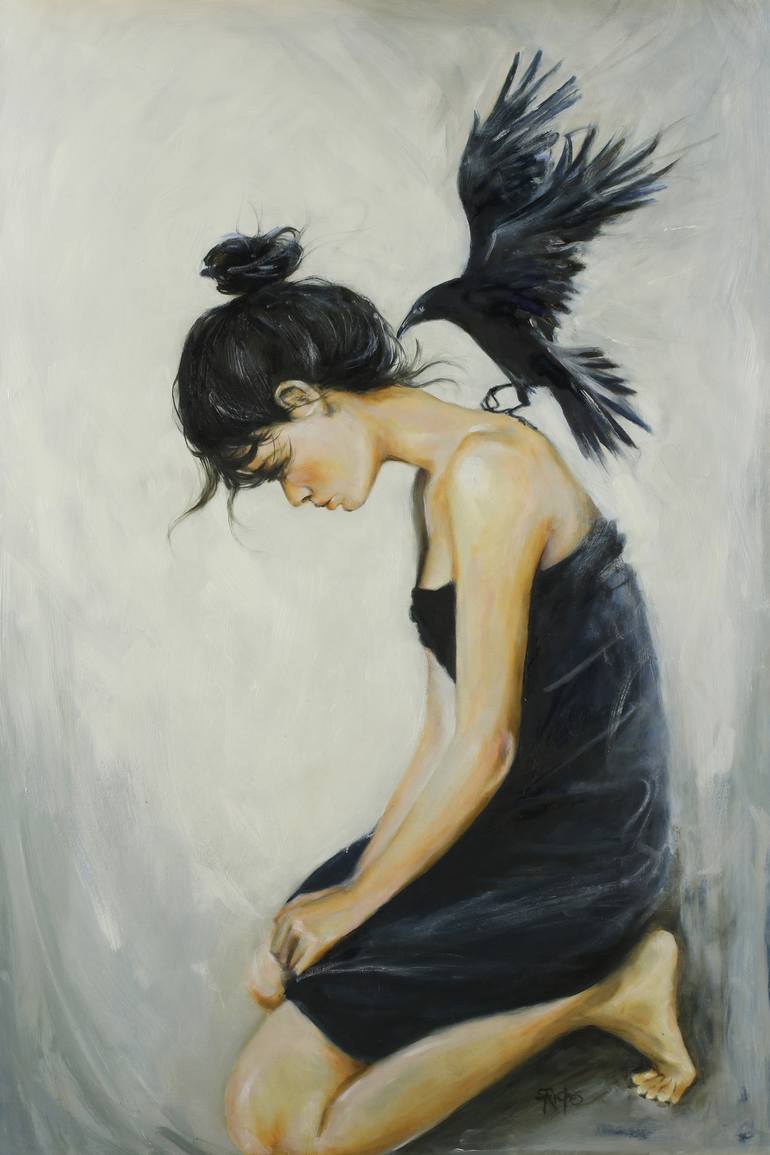 770x1155 Saatchi Art Call Of The Crow Painting By Sara Riches - The Crow Painting