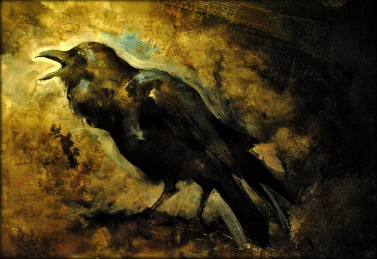 770x531 Saatchi Art The Crow Or Anima Nox Painting By Hari Mitrushi - The Crow Painting