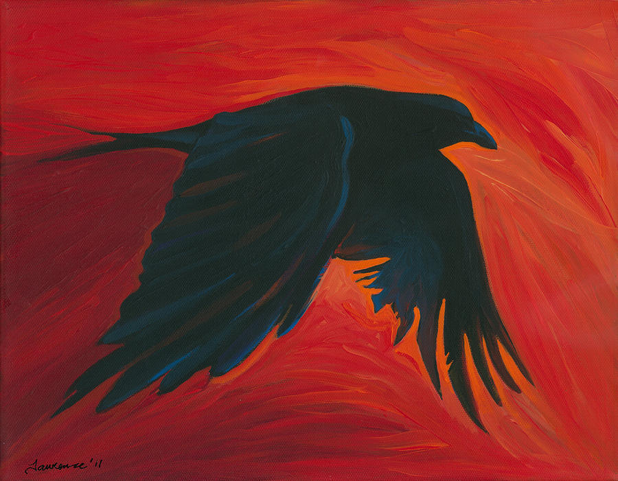 900x701 The Crow Painting By Mike Lawrence - The Crow Painting