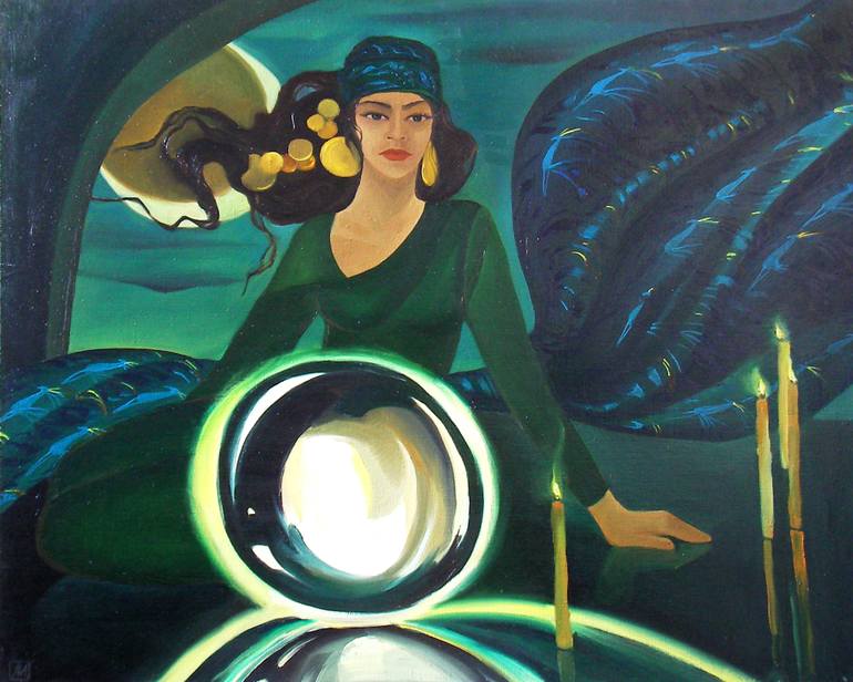 770x616 Saatchi Art Guessing On A Crystal Ball Painting By Larisa Ilchenko - The Crystal Ball Painting