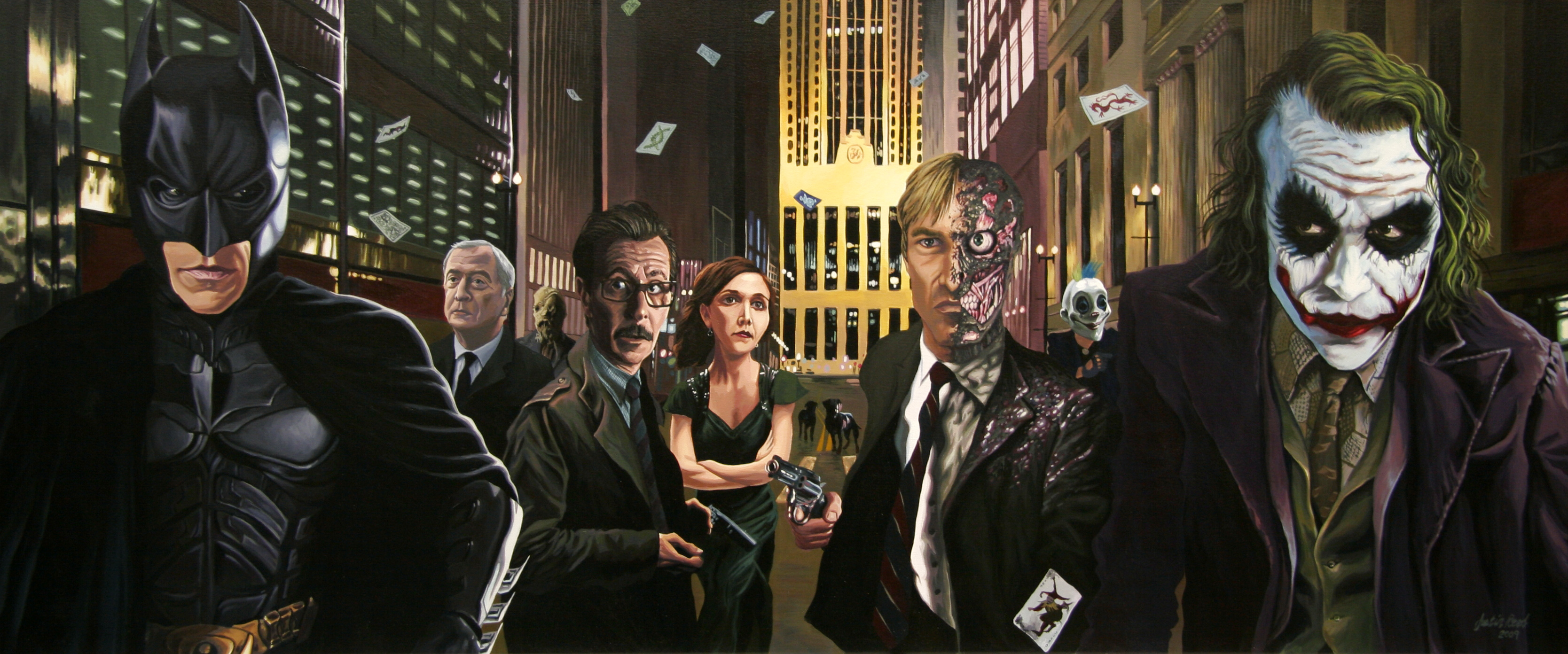 3336x1392 The Dark Knight Justin Reed Foundmyself - The Dark Knight Painting