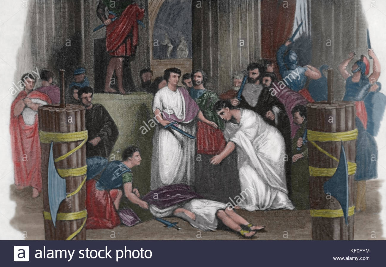 1300x901 The Death Of Julius Caesar, 44 Bc. Engraving, 19th Century. Color - The Death Of Caesar Painting