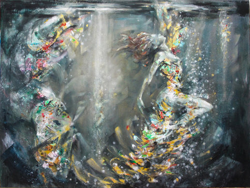 500x377 The Deep By Jordi (2017) Painting Acrylic, Collage On Wood - The Deep Painting