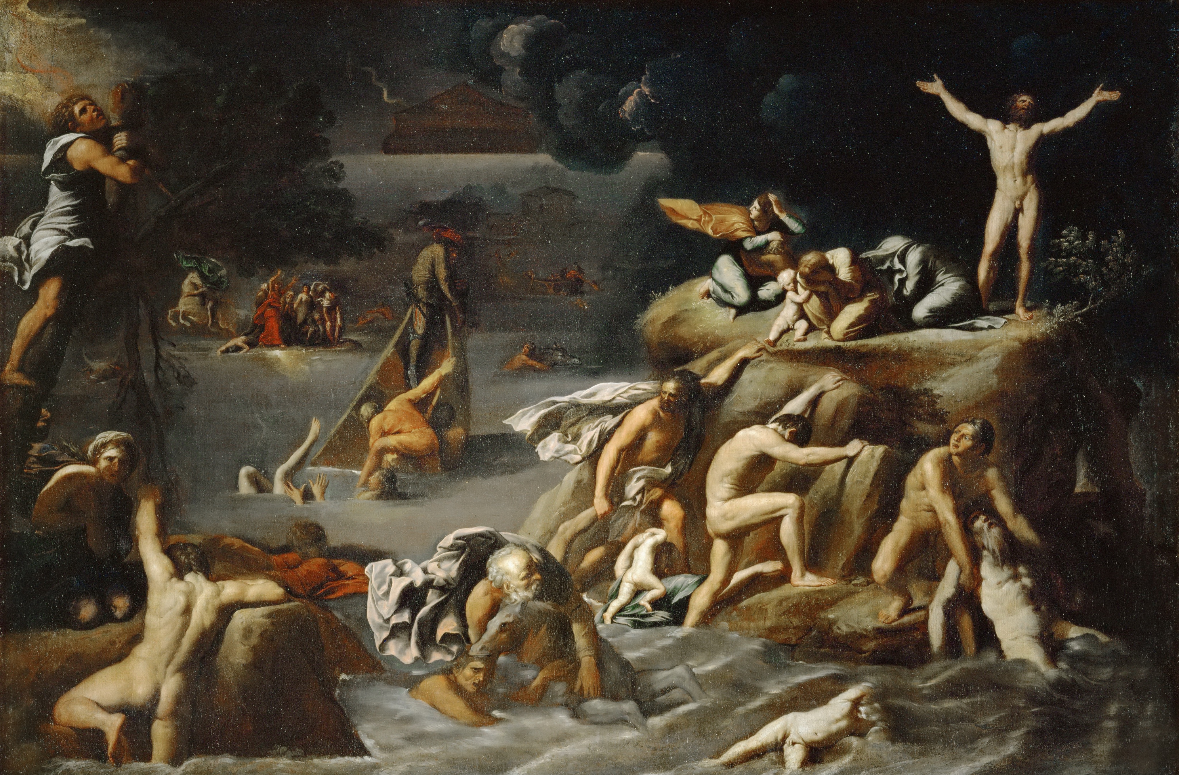 4098x2695 Antonio Carracci - The Deluge Painting